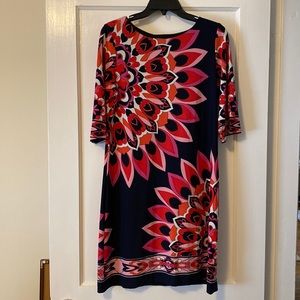 Worn Once, Sandra Darren Vintage Retro Floral Print Groovy Shift Dress, Size 10